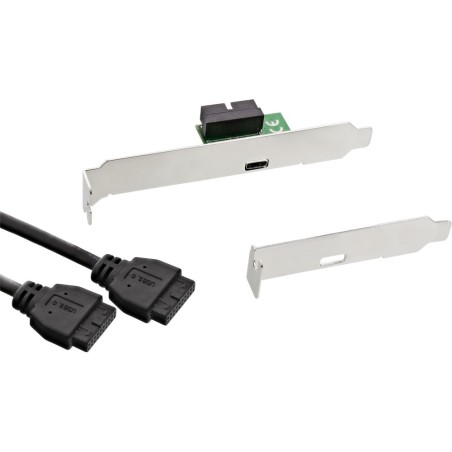 InLine® Slotblech USB 3.1, 1x USB Buchse Typ C auf intern Mainboardanschluss, 0,5m