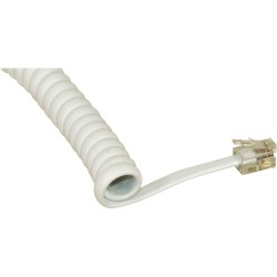 Câble spirale RJ10 mâle/mâle, max. 2m, blanc