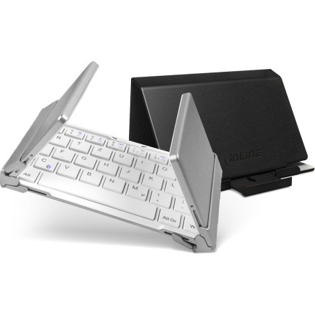 InLine® BT-Quick faltbare Bluetooth Tastatur, mit Hülle, für iOS, Android, Windows, weiß, deutsches Layout