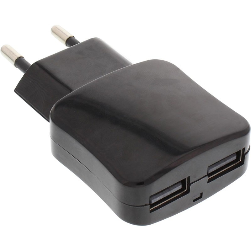 InLine® USB DUO+ Ladeset, Stromadapter mit 2m Kabel, 100-240V zu