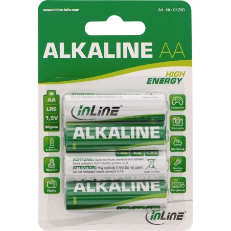 InLine® Alkaline High Energy Batterie, Mignon (AA), 4er Blister
