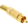 InLine® Cinchstecker Lötversion, Metall gold, Ring weiß, für 6mm Kabel
