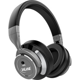 InLine® PURE I, Bluetooth Over Ear Kopfhörer mit Active Noise Cancelling, schwarz-anthrazit