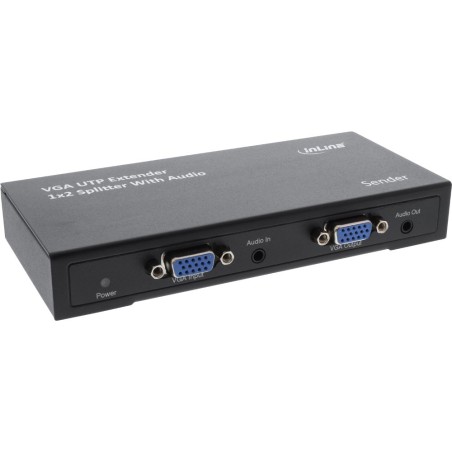 InLine® VGA Extender/Splitter SET 1 zu 2 über UTP, 1 Sender mit 2 Empfängern, mit Audio, bis 300m