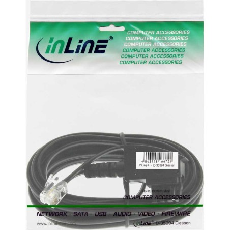 Câble TAE-F, InLine®, 6 broches/4 fils, pour importation, TAE-F mâle à RJ11 mâle, 3m