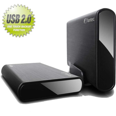 Gehäuse 3,5", USB 2.0+SATA, Fantec DB-ALU2 schwarz, für SATA-HDD