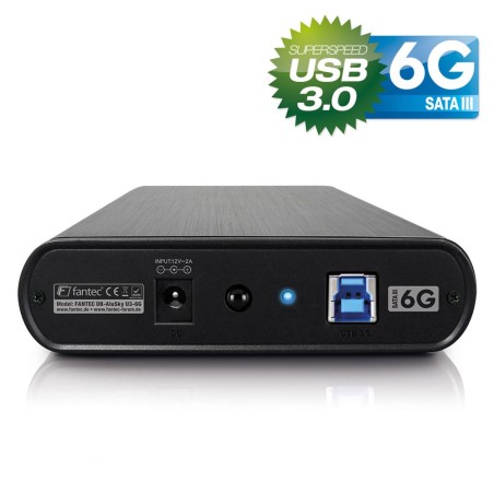 Gehäuse 3,5", USB 3.0, Fantec DB-AluSky U3 6G, für SATA-6G-HDD (abwärtskompatibel), mit Standfuß, Aluminiumgehäuse, schwarz