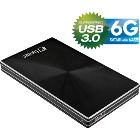 Gehäuse 2,5", USB 3.0, Fantec DB-229U3-6G, für SATA-HDD & SSD (bis 9,5mm), Alu, schwarz