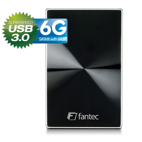 Gehäuse 2,5", USB 3.0, Fantec DB-229U3-6G, für SATA-HDD & SSD (bis 9,5mm), Alu, schwarz