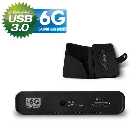 Gehäuse 2,5", USB 3.0, Fantec DB-228U3-6G, für SATA-HDD  & SSD (bis 9,5mm), schwarz