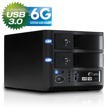 Gehäuse 2 x 3,5" FANTEC MR-35DU3-6G, 6G SATA HDD RAID USB3.0, schwarz