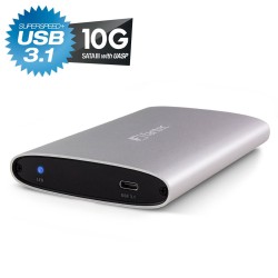 Gehäuse 6,35cm (2,5"), USB 3.1, FANTEC ALU-25U31, Aluminium, für SATA-I/II/III- & SSD-Festplatte, silber