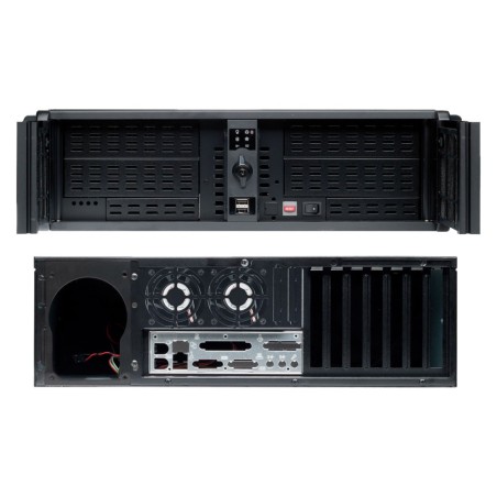 19"/48,26cm Fantec TCG-3810X2U60EL-1 3HE-Servergehäuse 528mm, schwarz, inkl. 600W-80PLUS-Netzteil