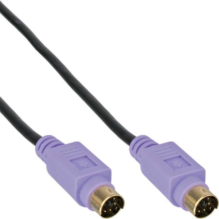Câble PS/2, InLine®, mâle/mâle 2m PC99, câble noir, prise violet, contacts or