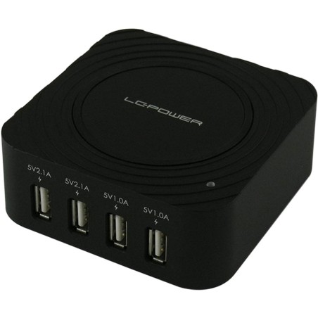 4-Port-USB-Ladegerät, LC-Power LC-CH-USB, 2 x 5V 2,1A & 2 x 5V 1,0A, schwarz