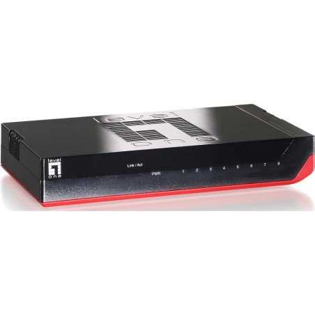 LevelOne, GSW-0807, 8 Port 10/100/1000Mbps Gigabit Ethernet Switch (Black Edition)