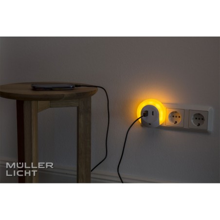 Müller-Licht LED Nightlight Amber USB Sensor, 2x 100mA, rund