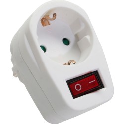 Geräteschutzstecker, weiß, 1xSchutzkontakt, mit Schalter