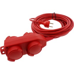 Steckdosenleiste IP44, rot, 4-fach, 4x Schutzkontakt, 3500W, 10m Zuleitung
