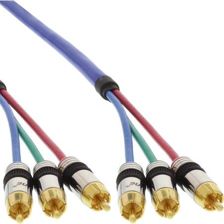 Câble Cinch RGB vidéo, InLine®, PREMIUM, prise doré, 3x Cinch mâle/mâle, 1m