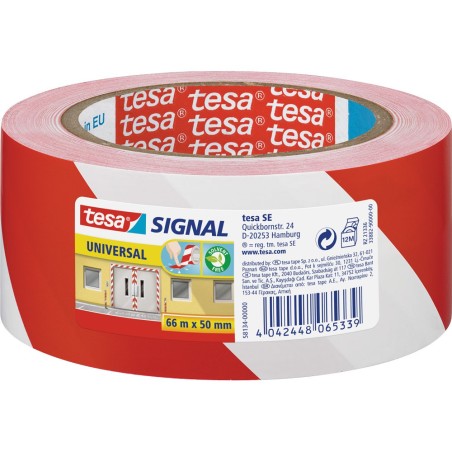 tesa Signalmarkierungsklebeband universal, 66m x 50mm, rot/weiß