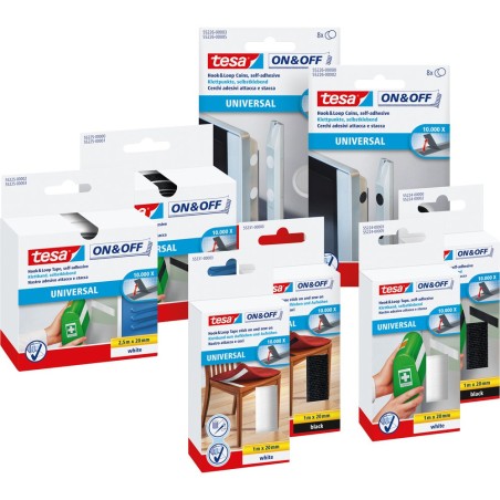 tesa On- & Off-Klettpunkte zum Aufkleben, 8er-Pack (Ø16mm), weiß