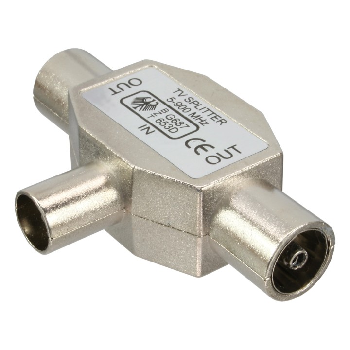 Distributeur antenne T pour radio, 1x coax mâl. à 2 coax fem.