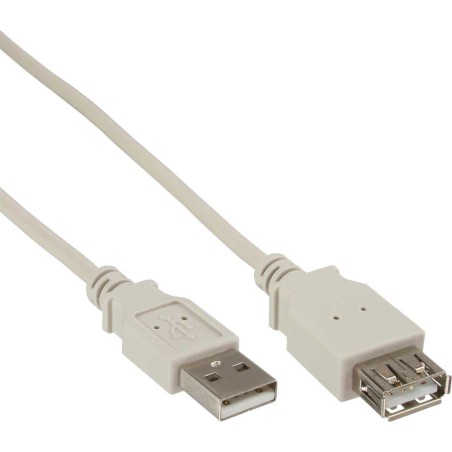 USB 2.0 Rallonge, InLine®, mâle/fem. type A, beige, 0,6m