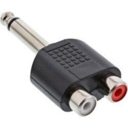 Adaptateur audio, InLine®, 6,3mm jack Mono à 2x connecteur Cinch femelle