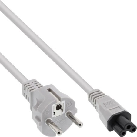 Câble réseau pour Notebook, InLine®, raccord de câbles en 3 pôl., gris, 1,8m