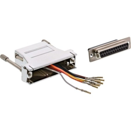 Adaptateur, InLine®, 25 broches Sub D fem. à RJ45 Bu, métallisé