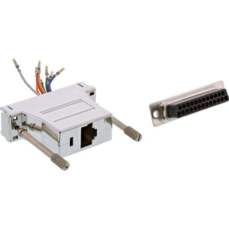 Adaptateur, InLine®, 25 broches Sub D fem. à RJ45 Bu, métallisé
