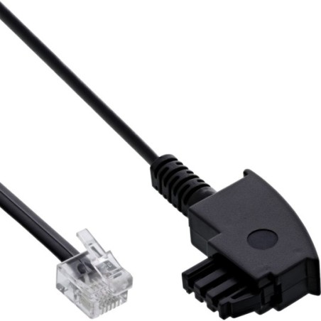 Câble TAE-F pour filtre DSL, InLine®, prise TAE-F à prise Western 6/2 DEC, 3m