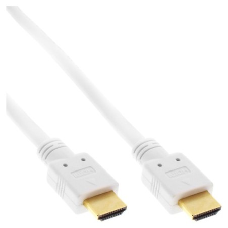 Câble HDMI InLine®, HDMI-Haute vitesse avec Ethernet, Premium, mâle / mâle, blanc / or, 2m