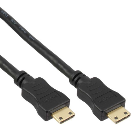 HDMI Mini Câble, InLine®, noir, contacts dorés, 1m