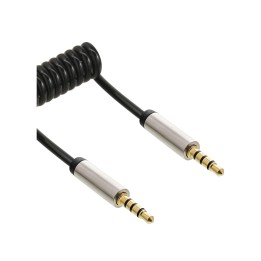 99273 - InLine® Slim Audio Spiralkabel Klinke 3,5mm ST/ST, 4-polig, Stereo, 3m
