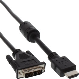 17658 - Câble adaptateur HDMI DVI, InLine ®, connecteurs 19 mâles vers 181 mâles, avec ferrite, 0,3m