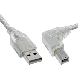 34516R - Câble InLine® USB 2.0, A vers B, coudé, transparent, 0,3 m