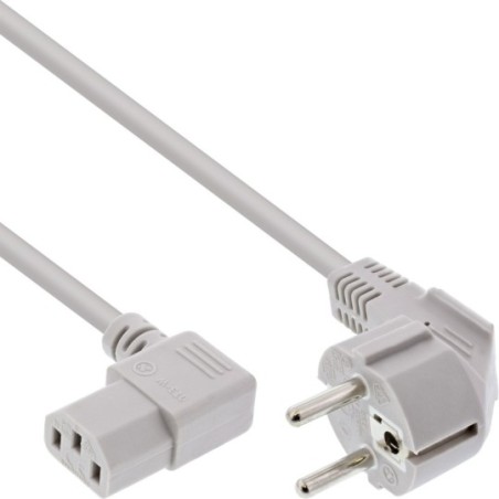 Câble réseau, InLine®, Schutzkontakt anguleux sur prise dispositifs froids angulaire, 1,8m, gris