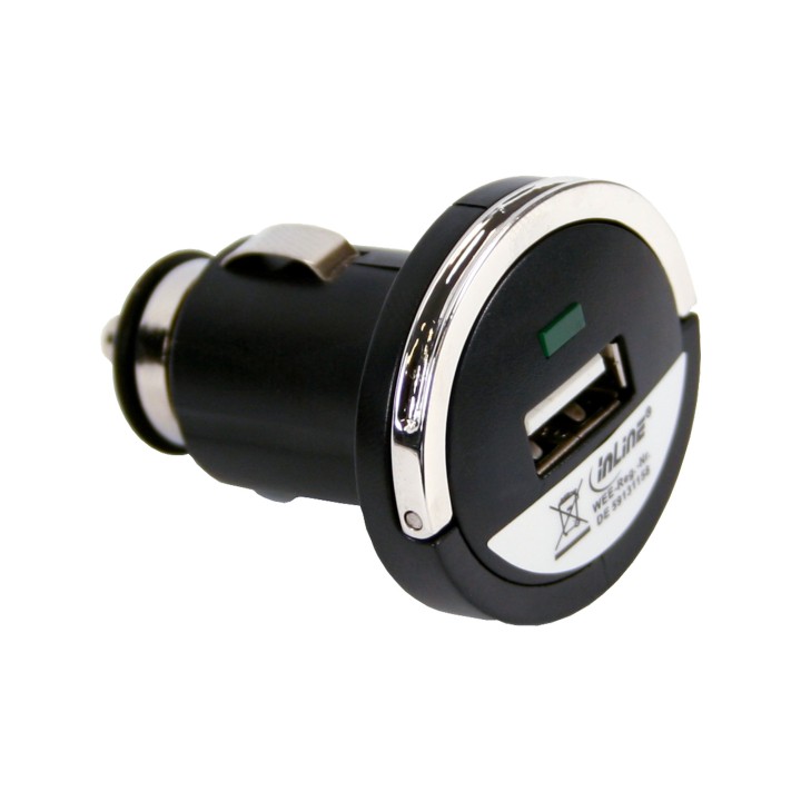 31502I - InLine® USB KFZ Ladegerät Stromadapter, 12/24VDC zu 5V DC/1A, Mini, mit Ring