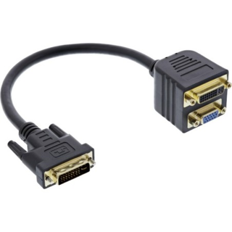 Câble adaptateur DVI, prise DVI sur DVI-prise femelle + S-VGA prise femelle