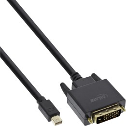 17226 - InLine® Mini DisplayPort zu DVI Kabel, Mini DisplayPort Stecker auf DVI-D 241 Stecker, schwarz/gold, 0,5m