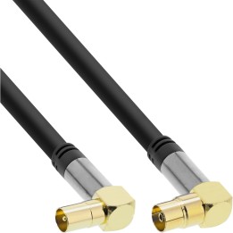 69201G - InLine® Premium Antennenkabel gewinkelt, 4x geschirmt, 110dB, schwarz, 1m