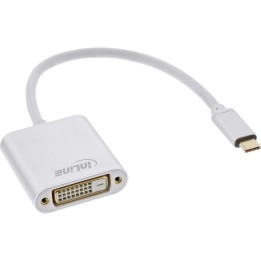 64103S - InLine® USB Display Konverter, USB Typ-C Stecker zu DVI Buchse (DP Alt Mode), silber, 0.2m