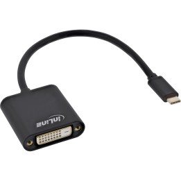 InLine? USB Display Konverter, USB-C Stecker zu DVI Buchse, schwarz