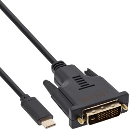 64133 - InLine® USB Display Kabel, USB Typ-C Stecker zu DVI Stecker (DP Alt Mode), schwarz, 3m