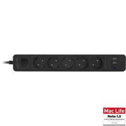 16491U - InLine® Multiprise, 5x contact de protection, ÜSS et QC3.0, noir