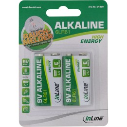 01299 - InLine® Pile alcaline High Energy, bloc 9V 6LR61, pack de 2