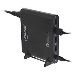 31510S - InLine® Quick Charge 3.0 USB Notebook-Netzteil, Ladegerät, 4x USB A  USB Typ-C, 80W, schwarz