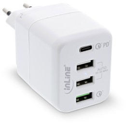 31512W - InLine® USB Netzteil, 4-port Ladegerät, USB-C PDQC4 / QC3, 45W, weiß